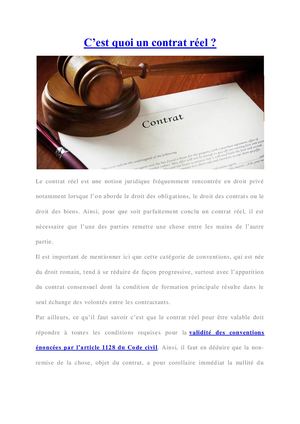 Un contrat réel : Présentation | Exemple