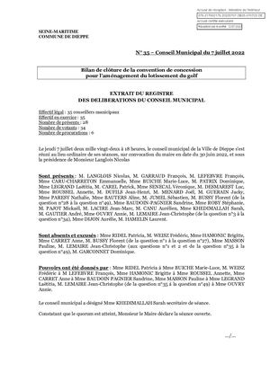 DB35 070722 - Bilan De Clôture Lot Du Golf