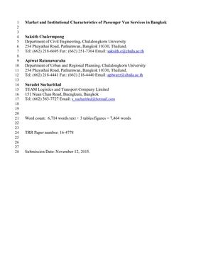 S. Chalermpong, A. Ratanawaraha, & S. Sucharitkul - Market and Institutional Characteristics of Passenger Van Services in Bangkok