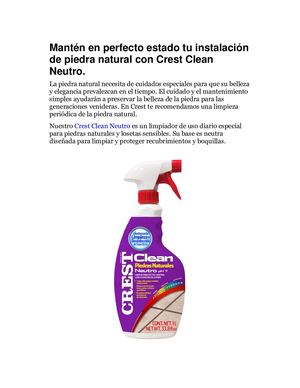 Mantén En Perfecto Estado Tu Instalación De Piedra Natural Con Crest Clean Neutro