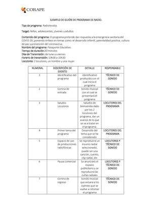 Ejemplo De Guión De Programa De Radio