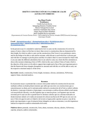 Ensayo Construccion De Torre De Sorbetes