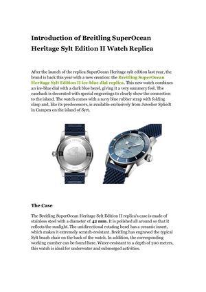 Introduction Of Breitling Super Ocean Heritage Sylt Edition Ii Watch Replica