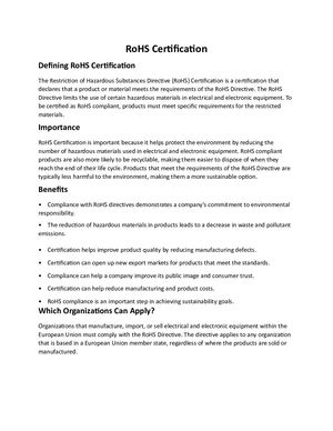 Ro Hs Certification