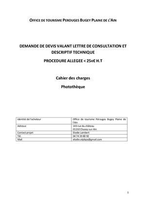 Cahier Des Charges Photothèque