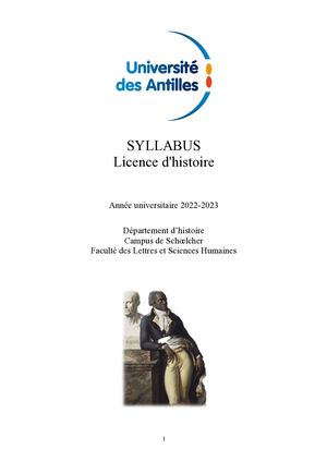 Guide Licence Histoire 2022 2023