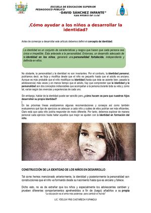 Construcción De La Identidad En Los Niños