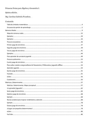Primeras Notas. Álgebra y geometría I. Quinta edición.