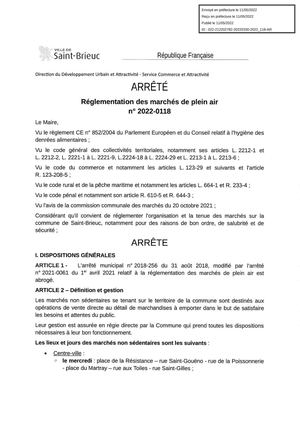 Règlement Des Marchés  en plein air