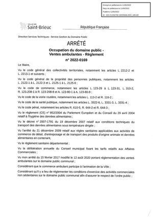 Arrêté Ventes Ambulantes Du 6 Mai 2022