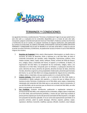 Terminos Y Condiciones Consulta Web Macrosystem