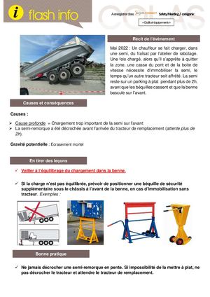 2022 07 Flash Info Basculement Semi Remorque Sur L'avant