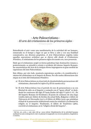 · Arte Paleocristiano · El arte del cristianismo de los primeros siglos · Primera parte ·