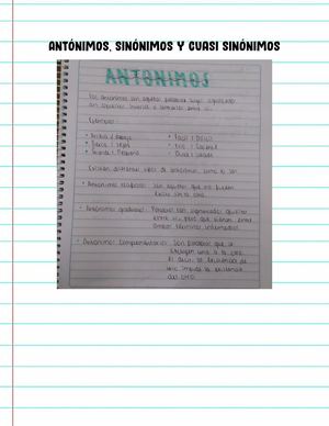Antónimos, Sinónimos Y Cuasisinónimos