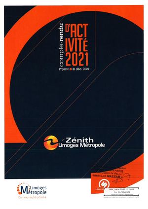Compte Rendu d'activité 2021 - Zénith De Limoges Métropole