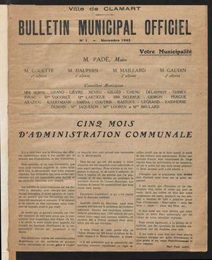 Bulletin Municipal Officiel (BMO) - novembre 1945