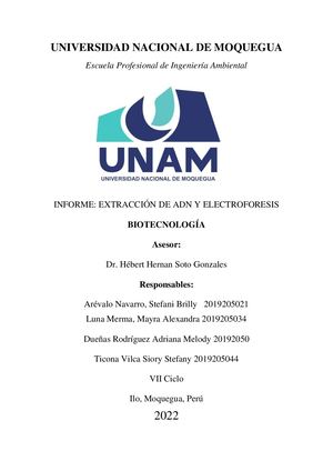 Informe Extracción De Adn En Saliva Y Fruta