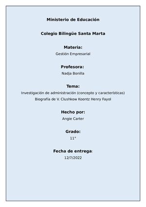 Investigación De Gestión Empresarial Angie Carter