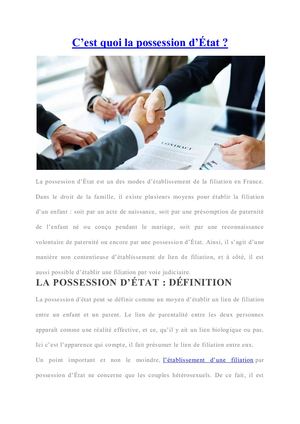 C’est Quoi La Possession D’état