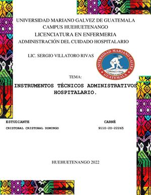 Instrumentos Técnicos Administrativos En El Hospital