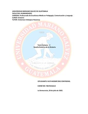 Semana 02 Oratoria Reseña Histórica De La Oratoria