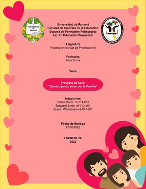 Proyecto De Aula:  CONSTRUYENDO AMOR POR LA FAMILIA.