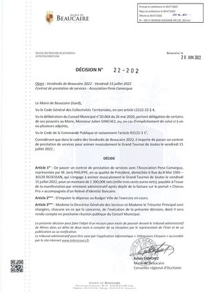 PARUTION DECISIONS DU 05 JUILLET 2022