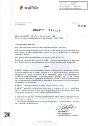 PARUTION DECISIONS DU 18 JUILLET 2022