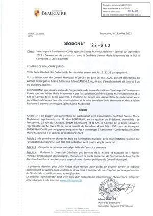 PARUTION DECISIONS DU 22 JUILLET 2022