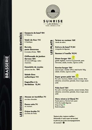SV Lacanau - Menus Le Sunrise