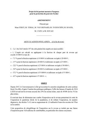 Pouvoir D'achat: 5 Amendements