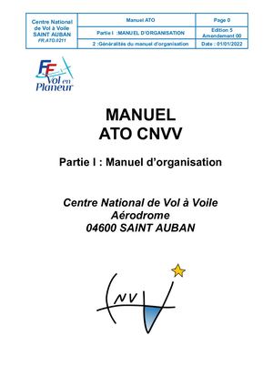 Cnvv Ato Partie I Manuel D'organisation Ed05 Janvier 2022