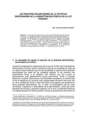 Los Principios De La Potestad Sancionadora De La Administracion En La Ley Peruana Moron Urbina