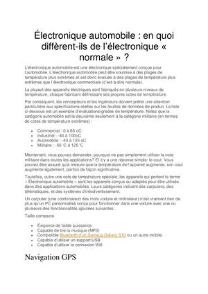 La différence entre électronique automobile et électronique « Normale ».