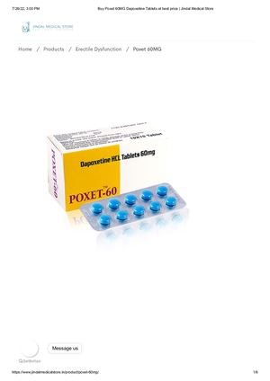 Buy Poxet 60mg Dapoxetine Tablets At Best Price Jindal Medical Store