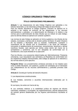 Codigo Organico Tributario