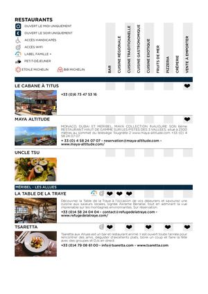 Restaurants Été 2022 - Méribel