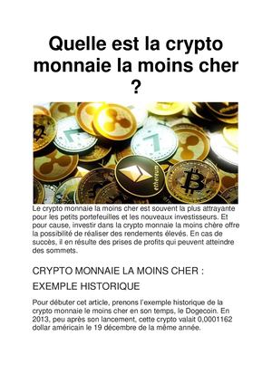 Crypto monnaie la moins cher : notre guide complet