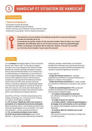 Activités Pédagogiques Handicap Et Situation De Handicap Cycle 2