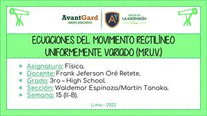 3RO - F15 Ecuaciones Del Movimiento Rectilíneo Uniformemente Variado (M.R.U.V.)