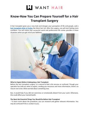 Know-How You Can Prepare Yourself for a Hair Transplant Surgery