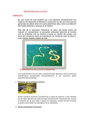 Importancia De La Etica Ambiental