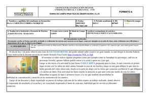 Diarios De Campo Sistematizacion Aula De Clase