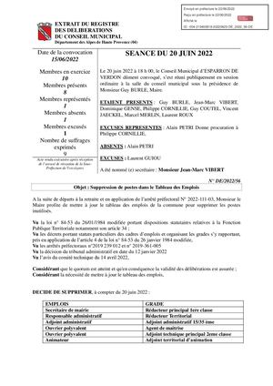 DE 2022 56 Suppression De Postes Dans Tableau Des Emplois