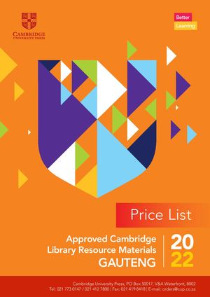 South Africa Cambridge Library Resource Materials Gauteng Price List 2022