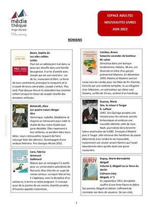 NOUVEAUTES ADULTES - JUIN 2022