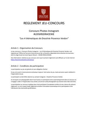 Règlement Concours Instagram Loisirs 2022