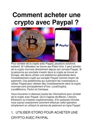 Acheter une crypto avec Paypal : tout savoir
