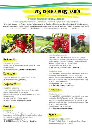 Vos Rendez Vous de l'été - AOÛT