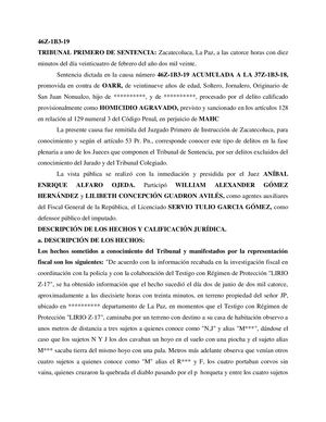 2020 - sentencia del caso de homicidio agravado contra mujer trans